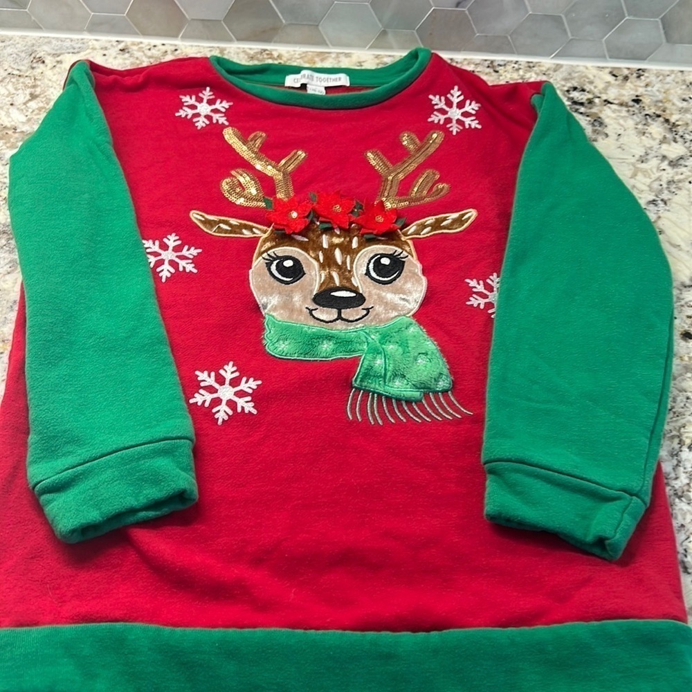 Girls reindeer Christmas sweatshirt